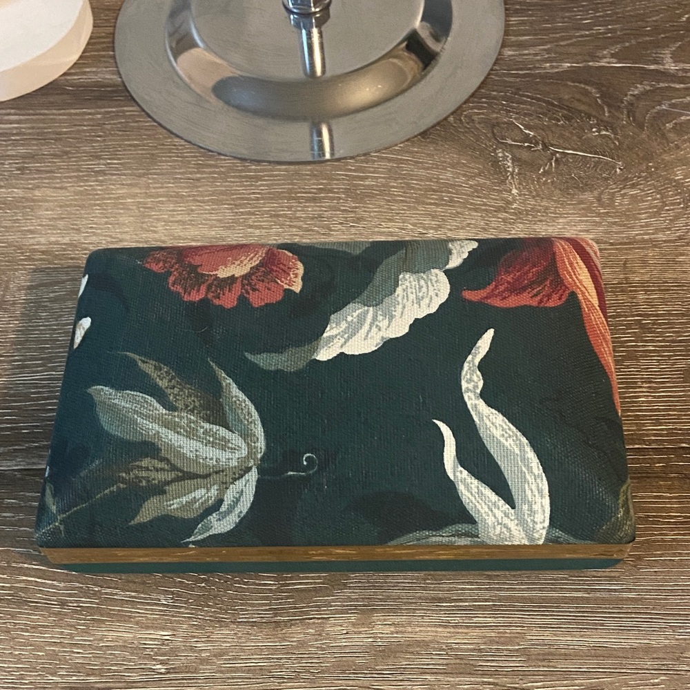 Floral Jewelry Organizer Box - Dark Green